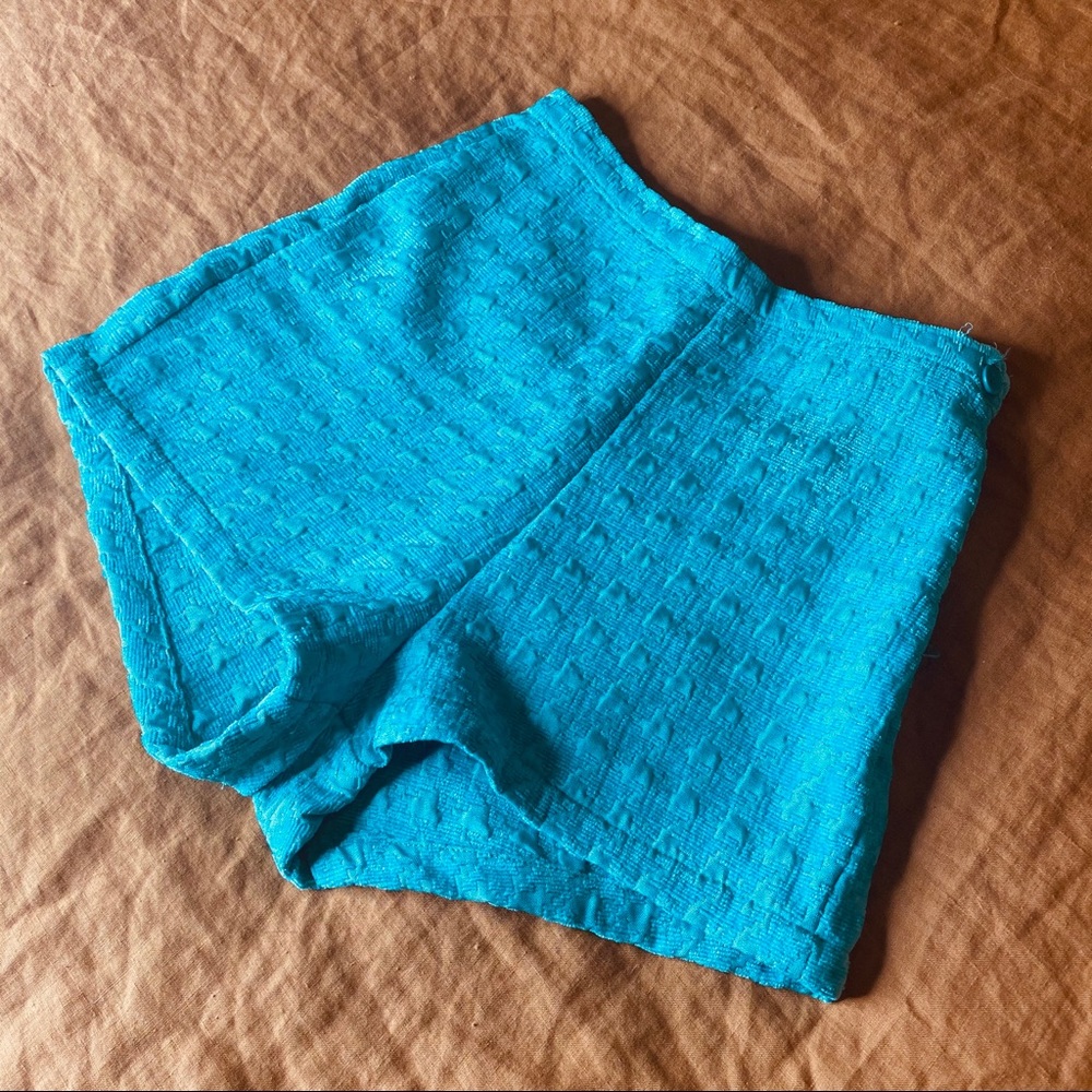 Turquoise American Apparel Knit Houndstooth Shorts